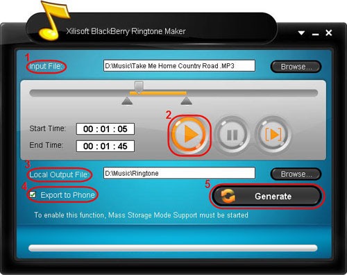Xilisoft BlackBerry Ringtone Maker