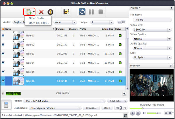 Xilisoft DVD to iPod Converter for Mac