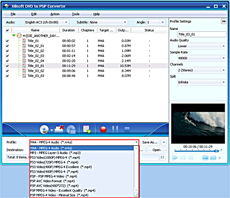 Xilisoft DVD to PSP Converter