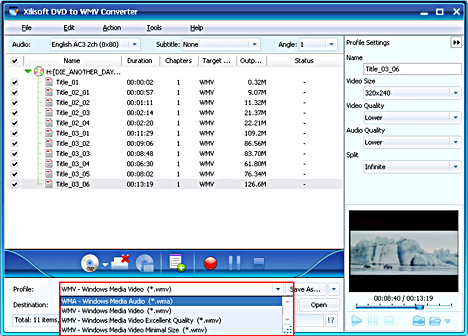 Xilisoft DVD to WMV Converter