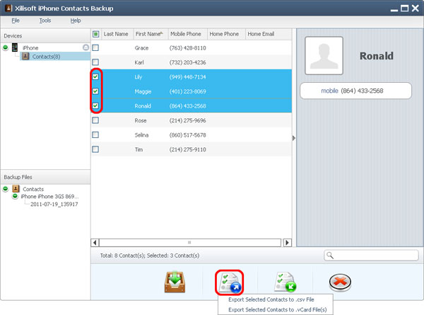 Xilisoft iPhone Contacts Backup