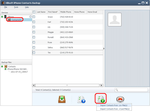 Xilisoft iPhone Contacts Backup