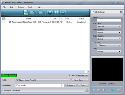 Convert SWF to PSP, PSP video converter