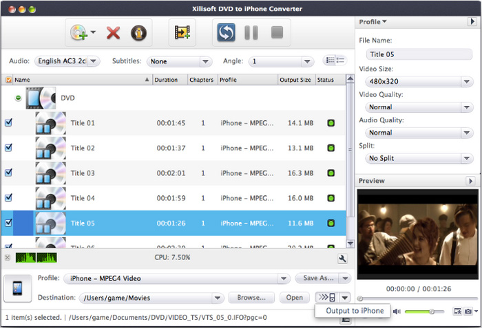 Xilisoft DVD to iPhone Converter for Mac 