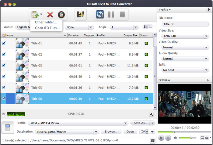 Xilisoft DVD to iPod Converter for Mac