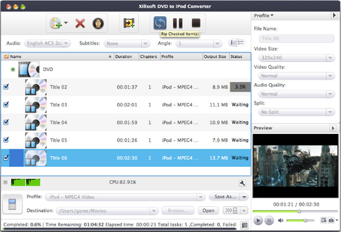 Xilisoft DVD to iPod Converter for Mac